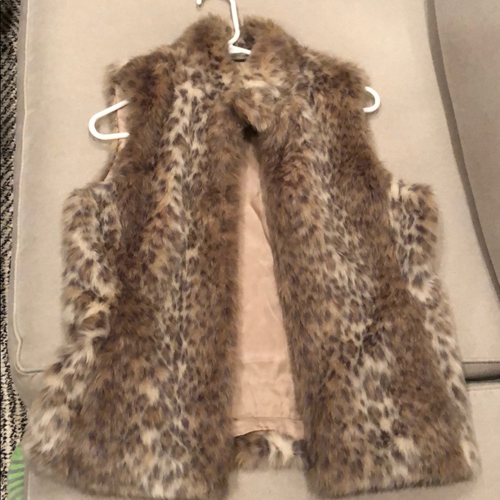 Light grey faux fur vest